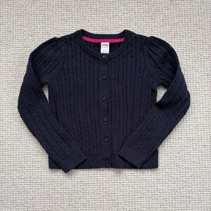 Girls Navy Cable Knit Cardigan (8)